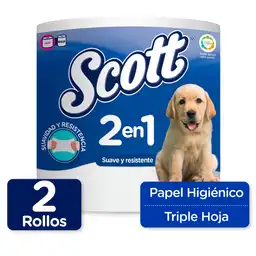 Scott Papel Higiénico 2 en 1 Suave y Resistente
