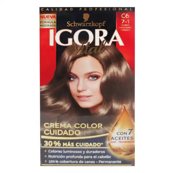 Igora Tinte Vital C6/7-1 Rubio Mediano Cenizo