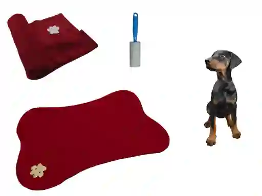 Hally Pets Set Tapete + Cobija + Quitamotas Vinotinto OT0010
