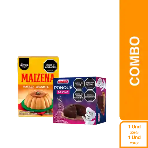 Combo Natilla Arequipe Maizena + Ponque de Vino Bimbo