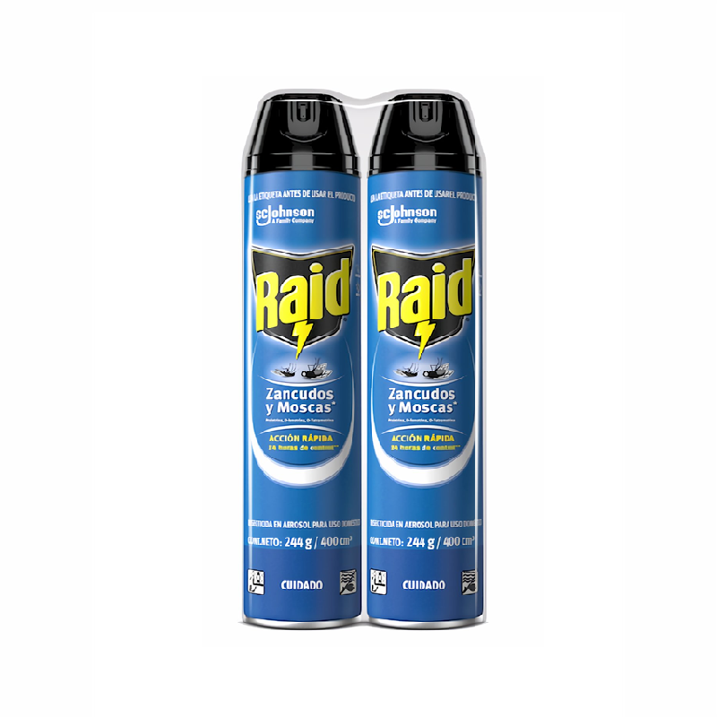 Raid Insecticida Zancudos y Moscas Acción Rápida 2 x 400 ml