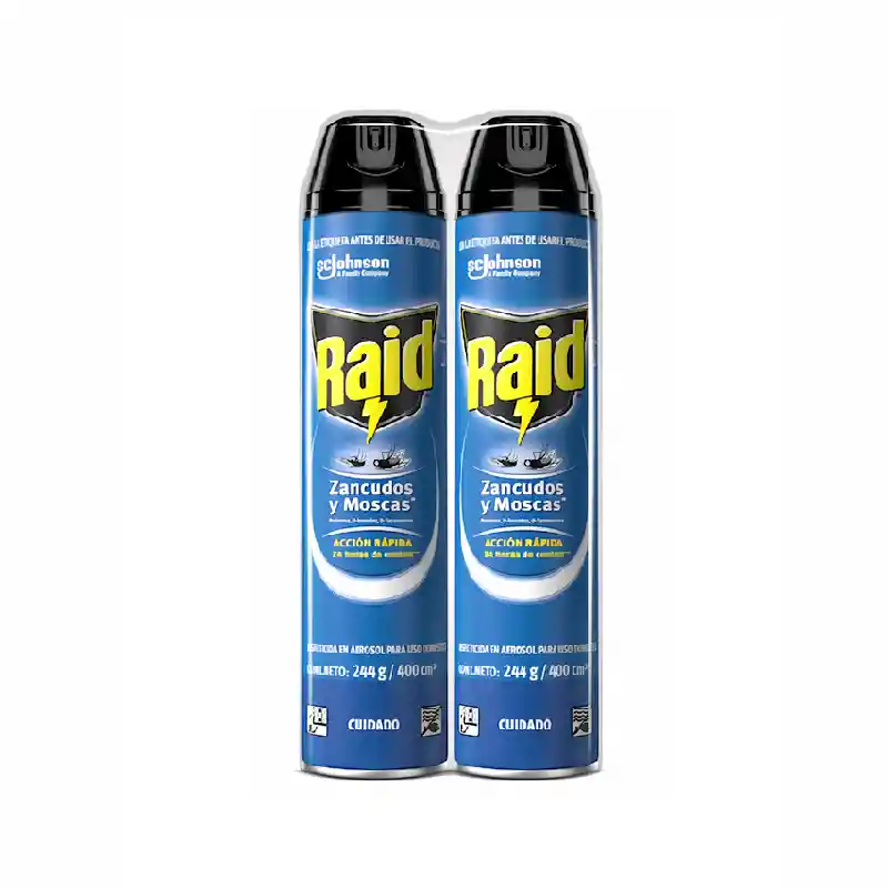 Raid Insecticida Zancudos y Moscas Acción Rápida 2 x 400 ml