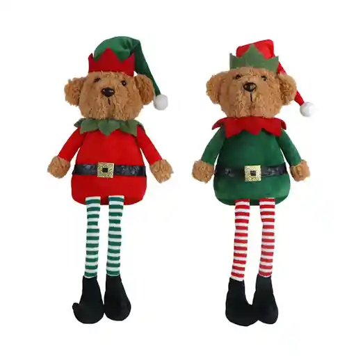 Oso Navideño Mays Con Medias Colores Surtido 41 Cm Bolsa