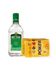 Aguardiente Nectar Club 375 +Six Pack Poker 330Ml