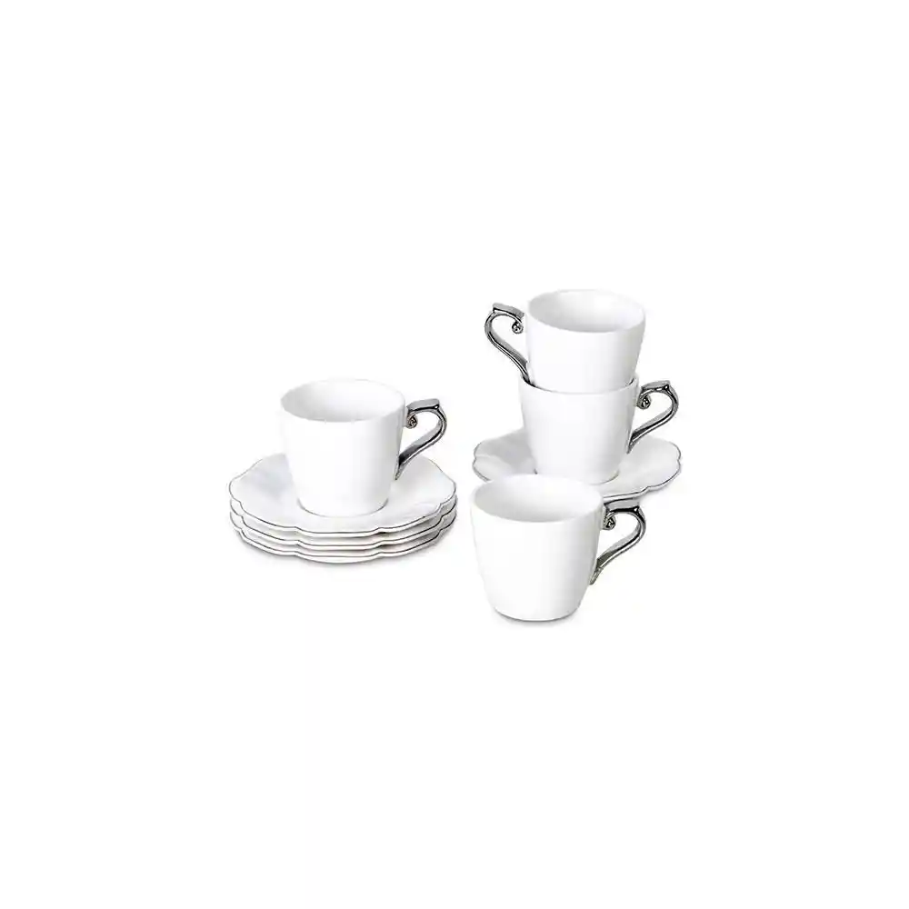 Ambiente Gourmet Set Pocillo y Plato Silver 90 mL