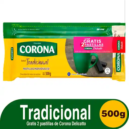 Corona Chocolate en Pastillas Individuales Sabor Tradicional