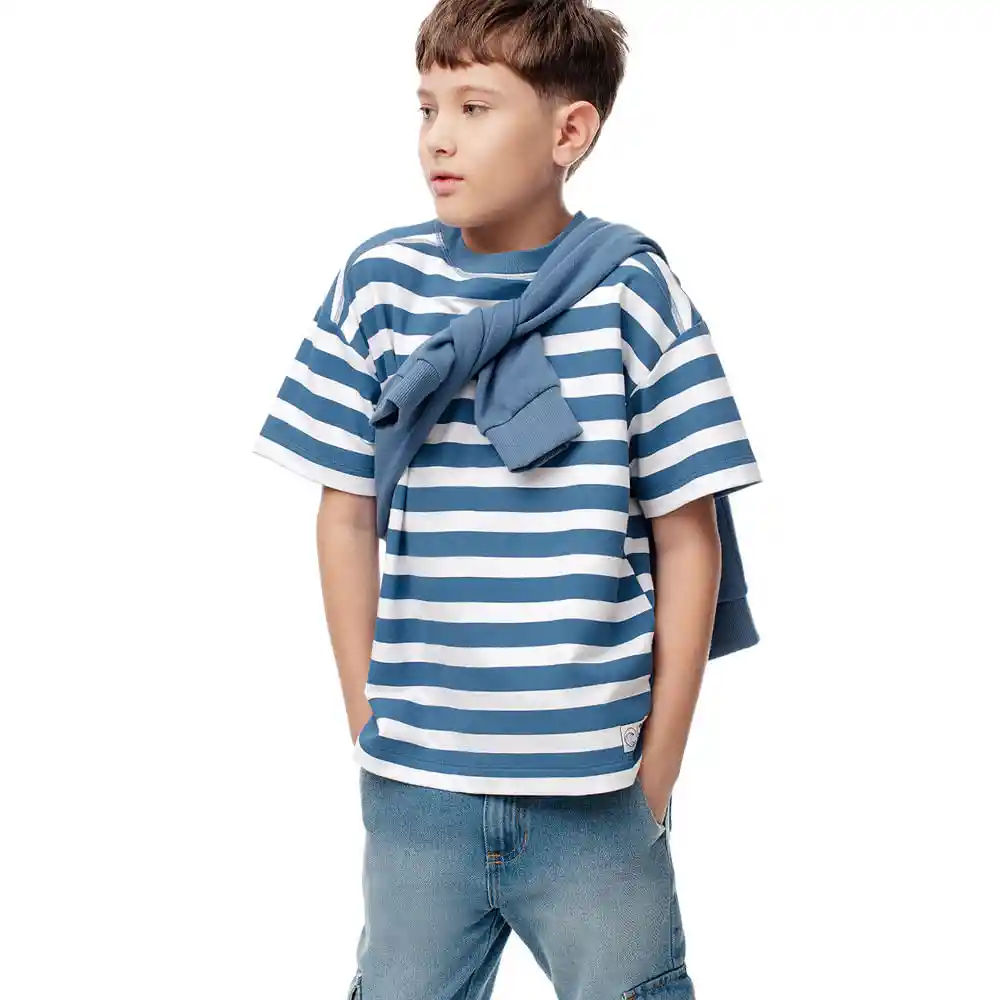 Camiseta Manga Corta Cuello Redondo Kids Masculino Ladis Kd Gef Talla 4