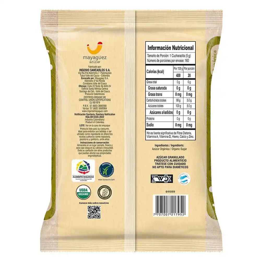 Azucar Mayaguez Orgánica (800 Gr)