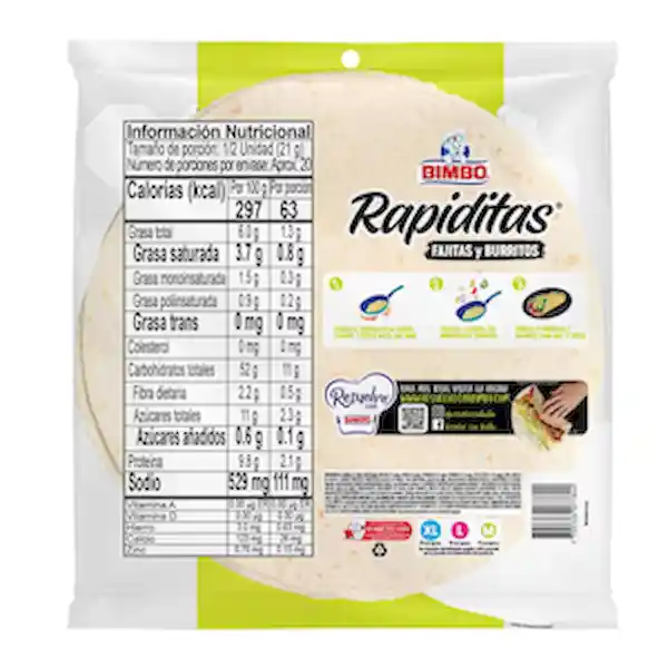 Bimbo Pack Papiditas Tortilla Fajitas y Burritos