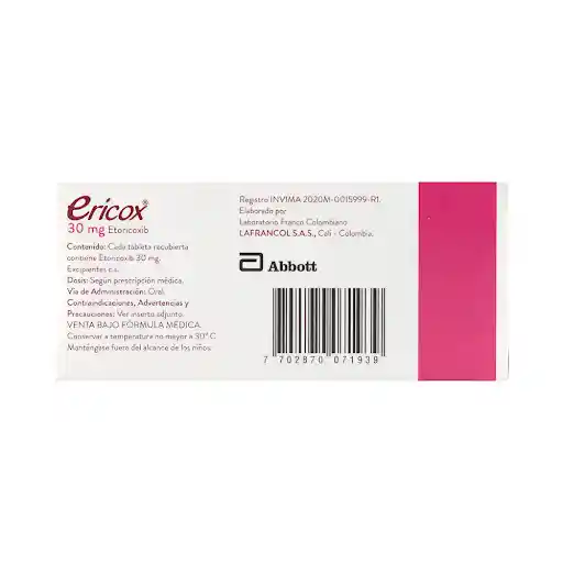 Ericox Lafrancol 30 Mg 10 Tabletas