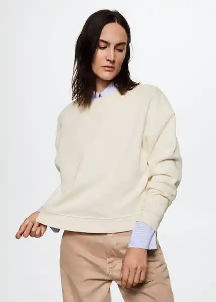 Sudadera Basic Crudo Talla 24 Mujer Mango