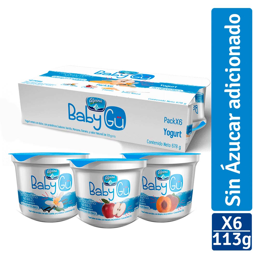 Baby Gu Yogurt Entero sin Dulce Sabores Surtidos 678 g