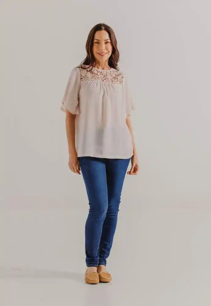 Blusa Manga Corta L-marfil