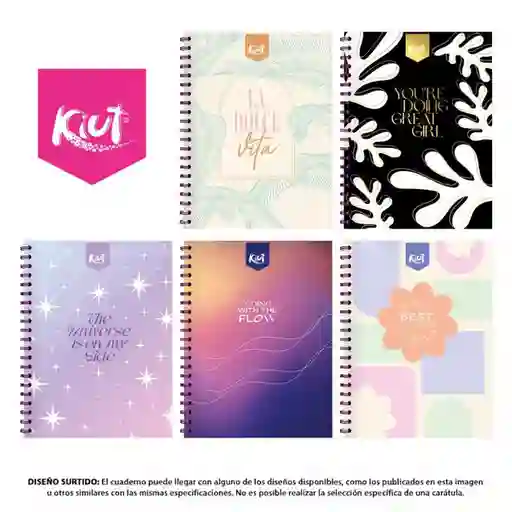 Kiut Cuaderno Rayado 160 Hojas Argollado Tapa Dura