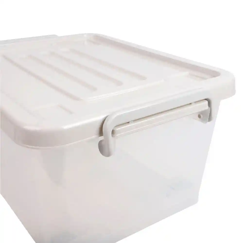 Caja Organizadora Rueda Transparente Color Piedra