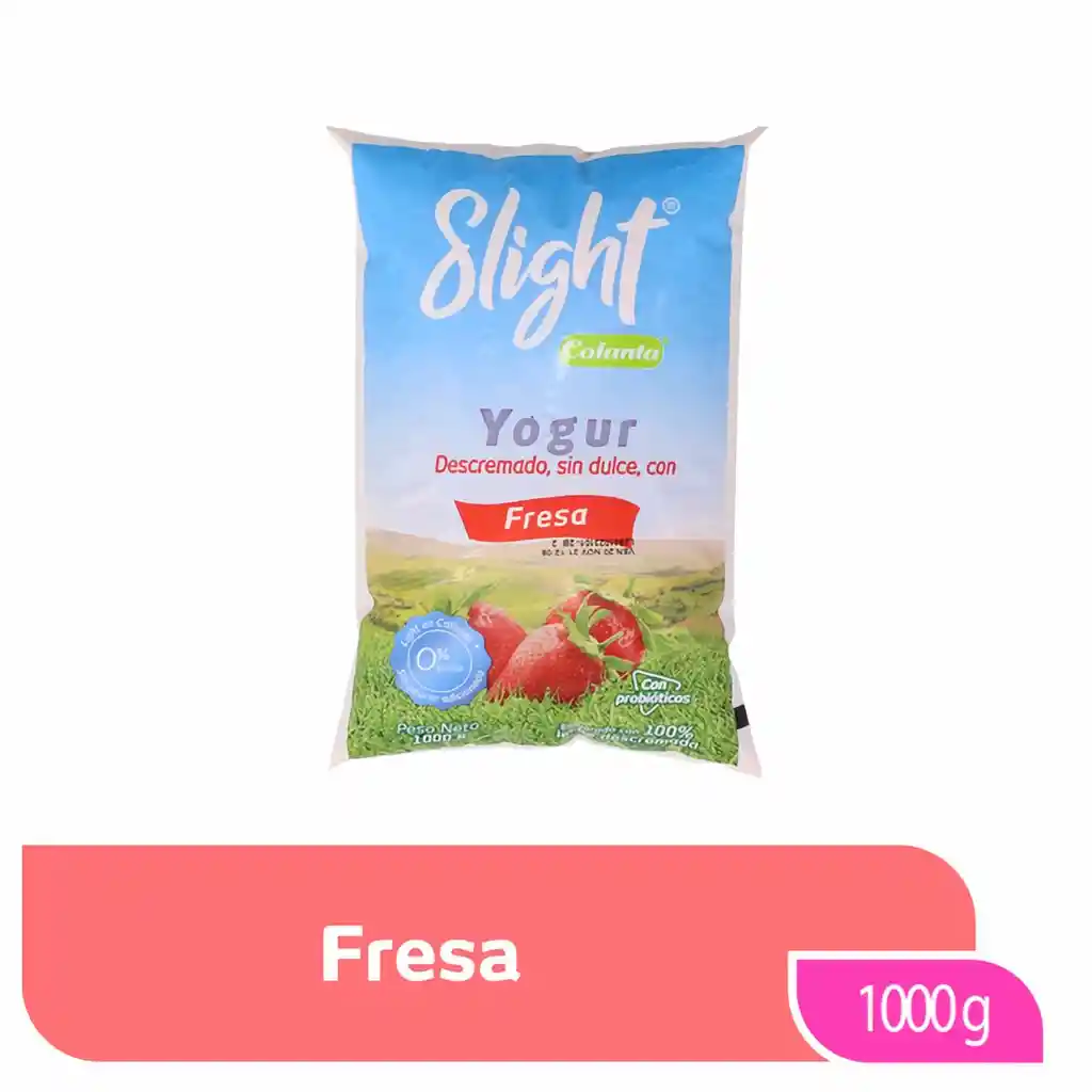 Colanta Yogur Slight Fresa Bolsa X 1000 G