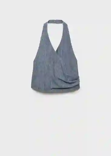 Top Blanes Azul Talla M Mujer Mango