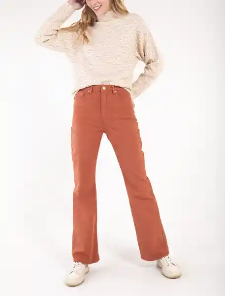 pantalon recto de tiro alto terracota naranja talla 8 mujer Naf-Naf