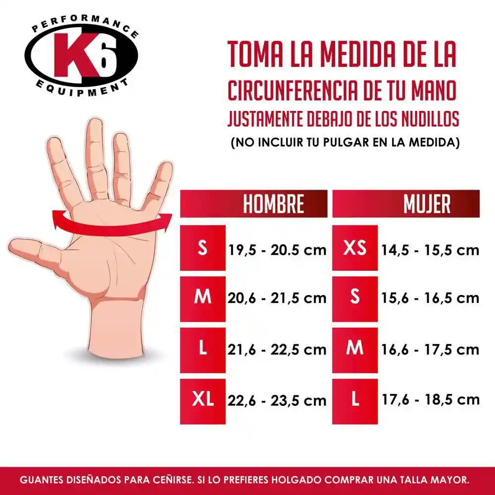 K6 Guantes Para Gimnasio De Cuero Crossfit Gym Cold Talla M