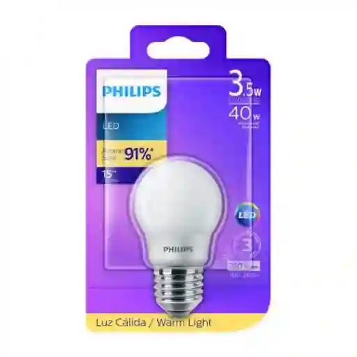 Philips Mini Bombillo Bulbo Luz Cálida 4W E27