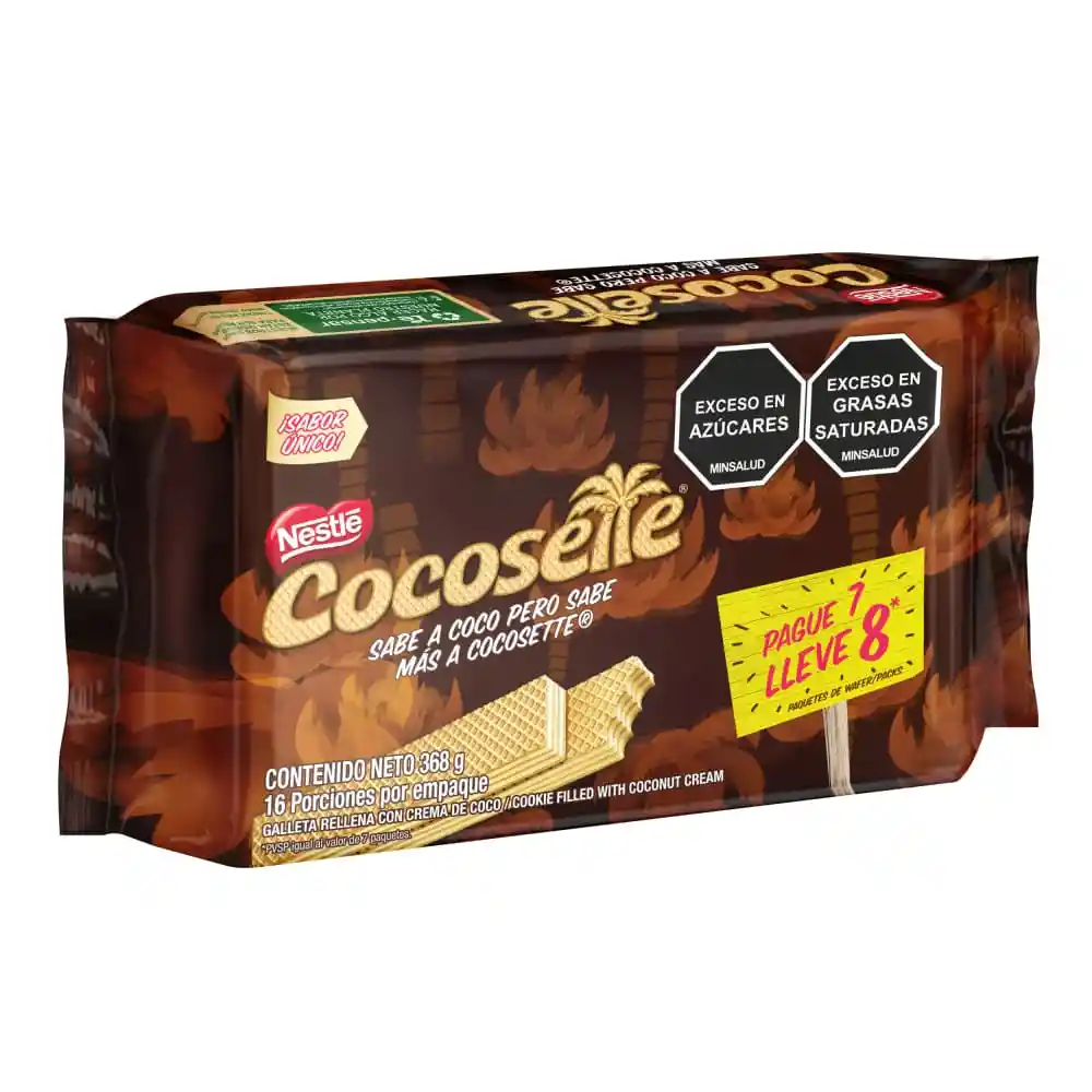 Galletas Cocosette Wafer con crema de coco pague 7 lleve 8 x 368g