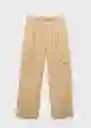 Pantalón Olive Mostaza Talla 36 Mujer Mango