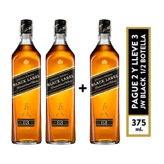 Pack X3 Whisky Johnnie Walker Black Label 375 Ml