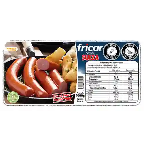 Salchicha suiza fricar x 1000gr