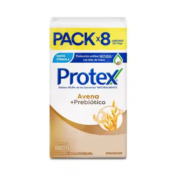 Jabón Protex Avena + Prebiótico en Barra 8x110g