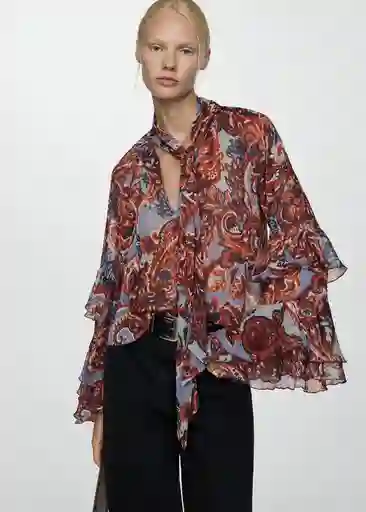 Blusa Sonja Marron Talla S Mujer Mango