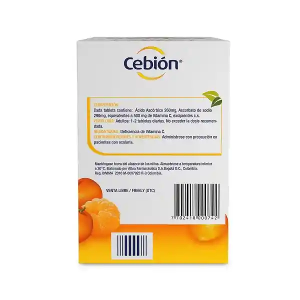 Cebión tabletas Masticables de Vitamina C sabor Mandarina con 144 unidades