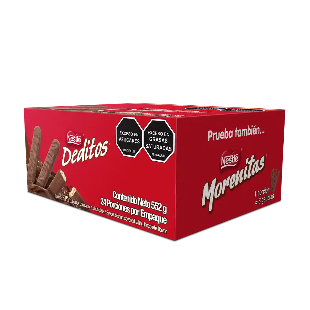 DEDITOS Galletas dulces cubiertas con sabor a chocolate 24 Unds x 552g