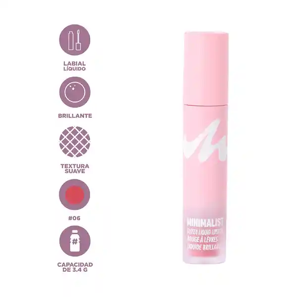 Lápiz Labial Líquido Brillante Serie Minimalist 06 Miniso