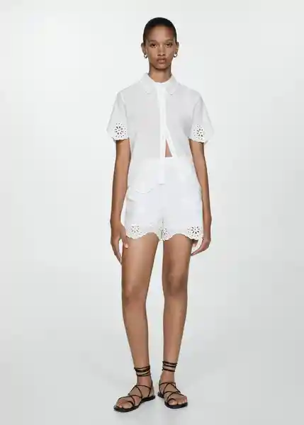 Short Dam-h Blanco Talla M Mujer Mango