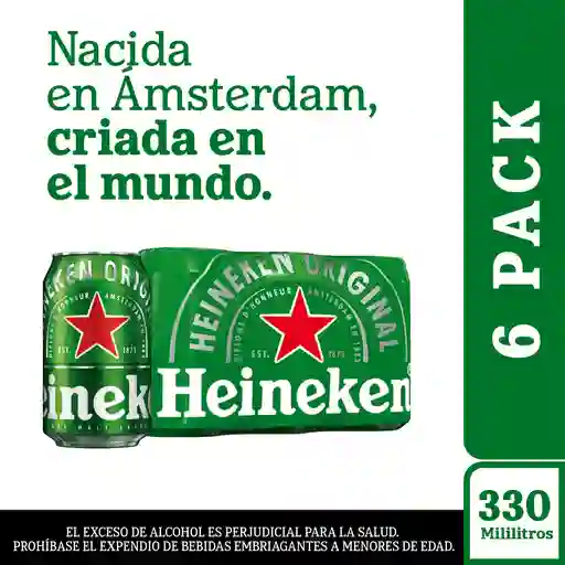 Heineken Cerveza Sixpack Lata 