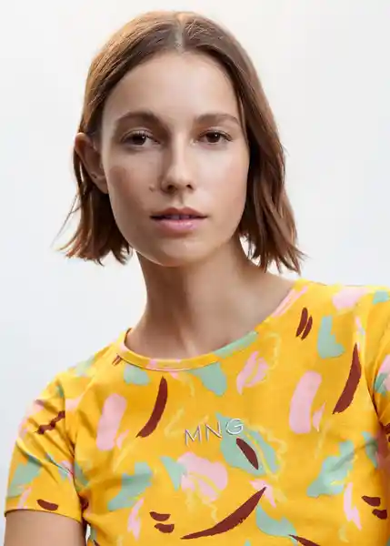 Camiseta Mngfi-H Mostaza Talla L Mujer Mango