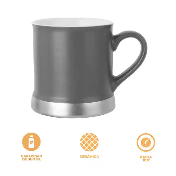 Taza de Cerámica Serie Silver Grey Gris Miniso