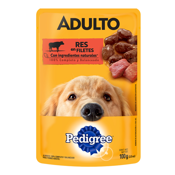 Pedigree Alimento Húmedo para Perros Adultos Sabor Filete de Res 100 g