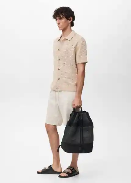 Camisa Samu Beige Talla M Hombre Mango