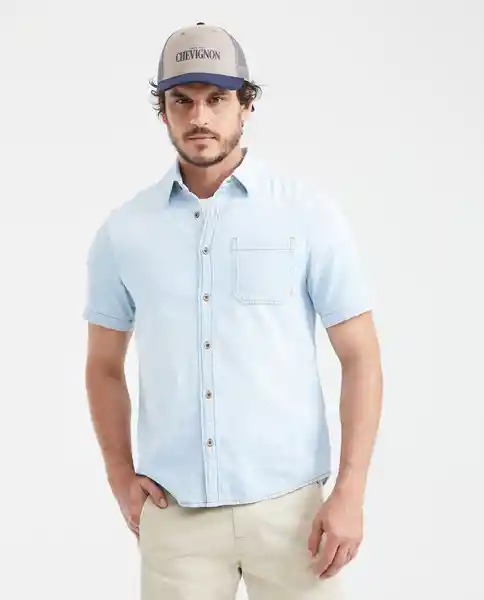 Camiseta Slim Fit Masculino Azul Cristalino Claro T M Chevignon