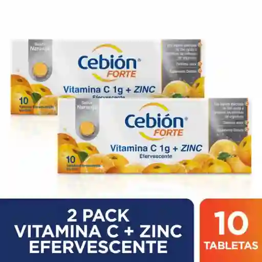 Cebión Forte Tabletas Efervescentes de Vitamina C + Zinc 20 uds