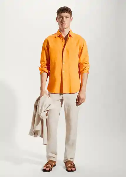 Camisa Calcuta Naranja Talla L Hombre Mango