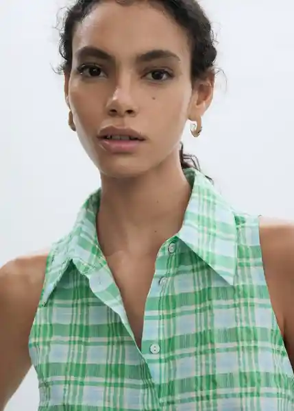 Camisa Paulita Verde Talla S Mujer Mango