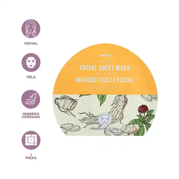 Mascarilla Facial Super Food Ginseng Coreano Miniso