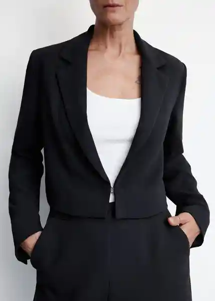 Blazer Americana Cairo-L Negro Talla XS Mujer Mango