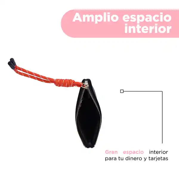 Monedero Tipo Piel Suavizada Con Correa Deportiva Negro Miniso