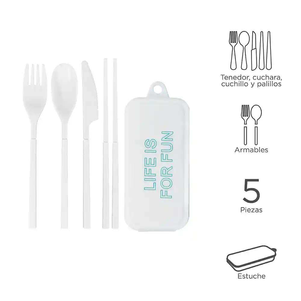 Miniso Kit de Cubiertos de Plástico Desarmables Blanco