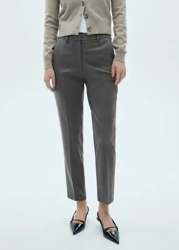 Pantalón Warm Gris Talla 34 Mujer Mango