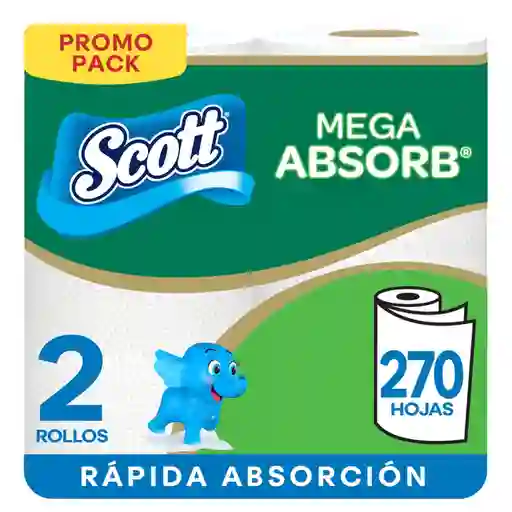 Toalla de Papel Desechable Scott Mega Absorb 135H 2 Und 