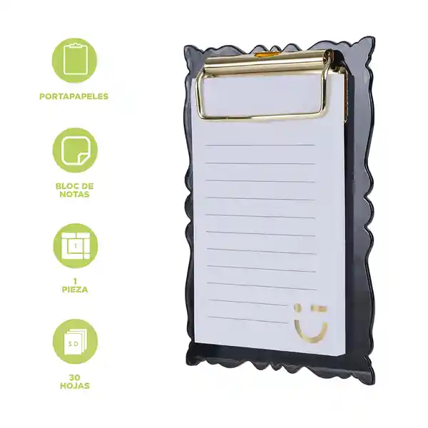 Libreta Portapapeles Serie Silver Gray Miniso